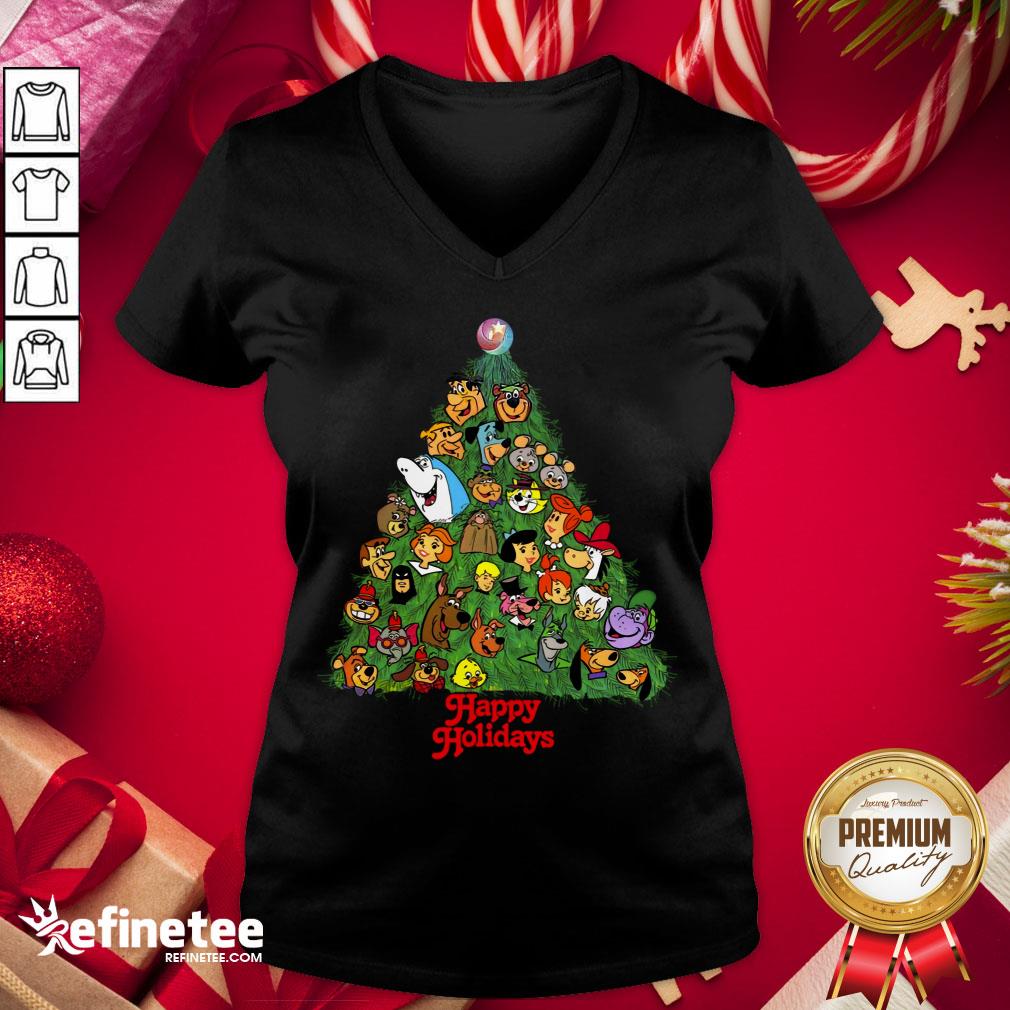 Happy Holidays From Your Favorite Cartoon Characters In A Christmas Tree Shirt