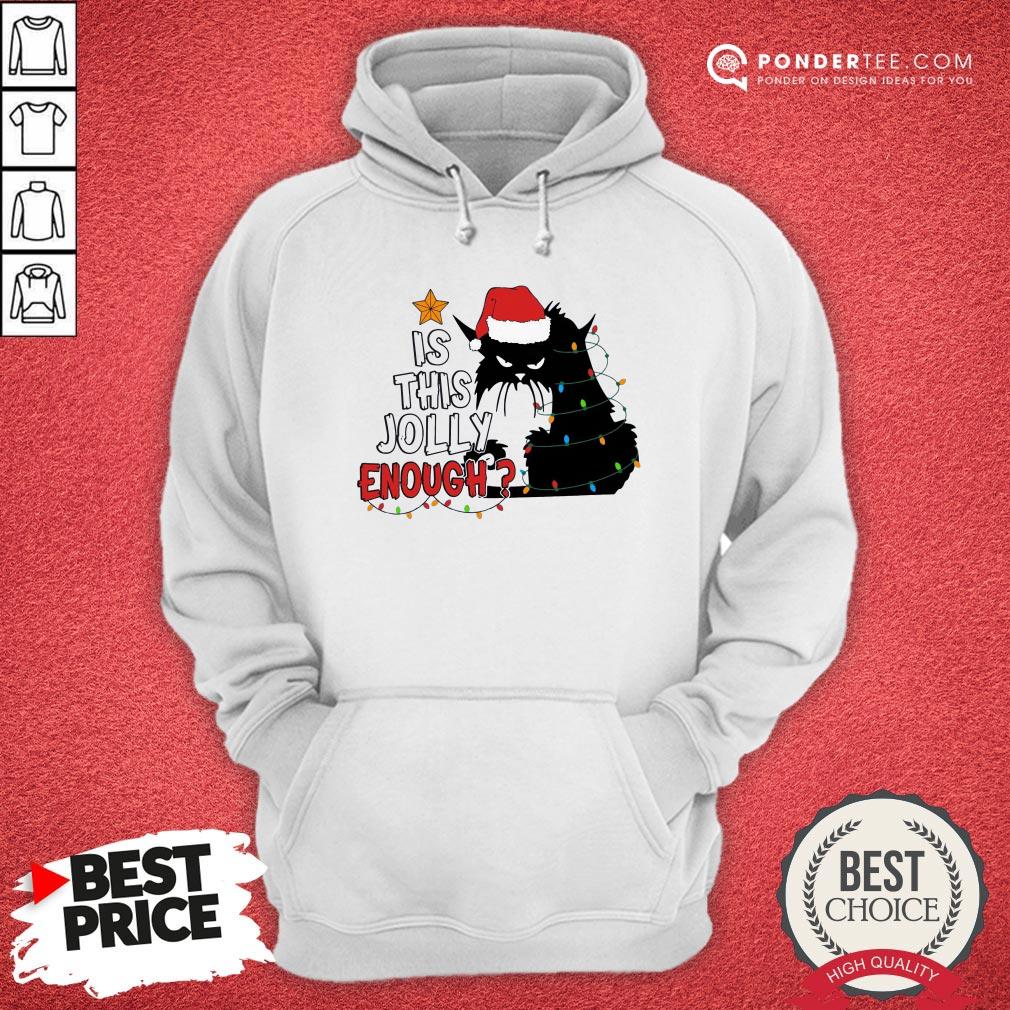 Happy Is This Jolly Enough Black Cat Christmas Shirt