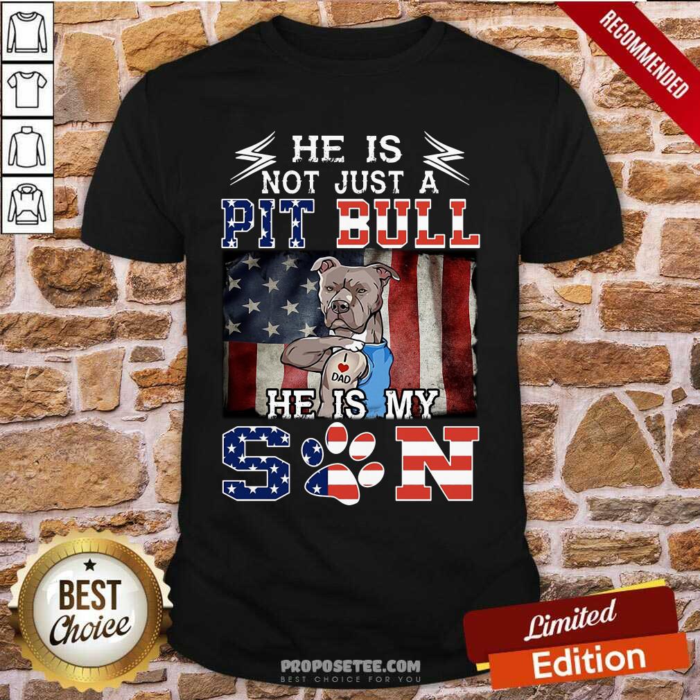 He Is Not Just A Pit Bull He Is My Son American Flag Shirt