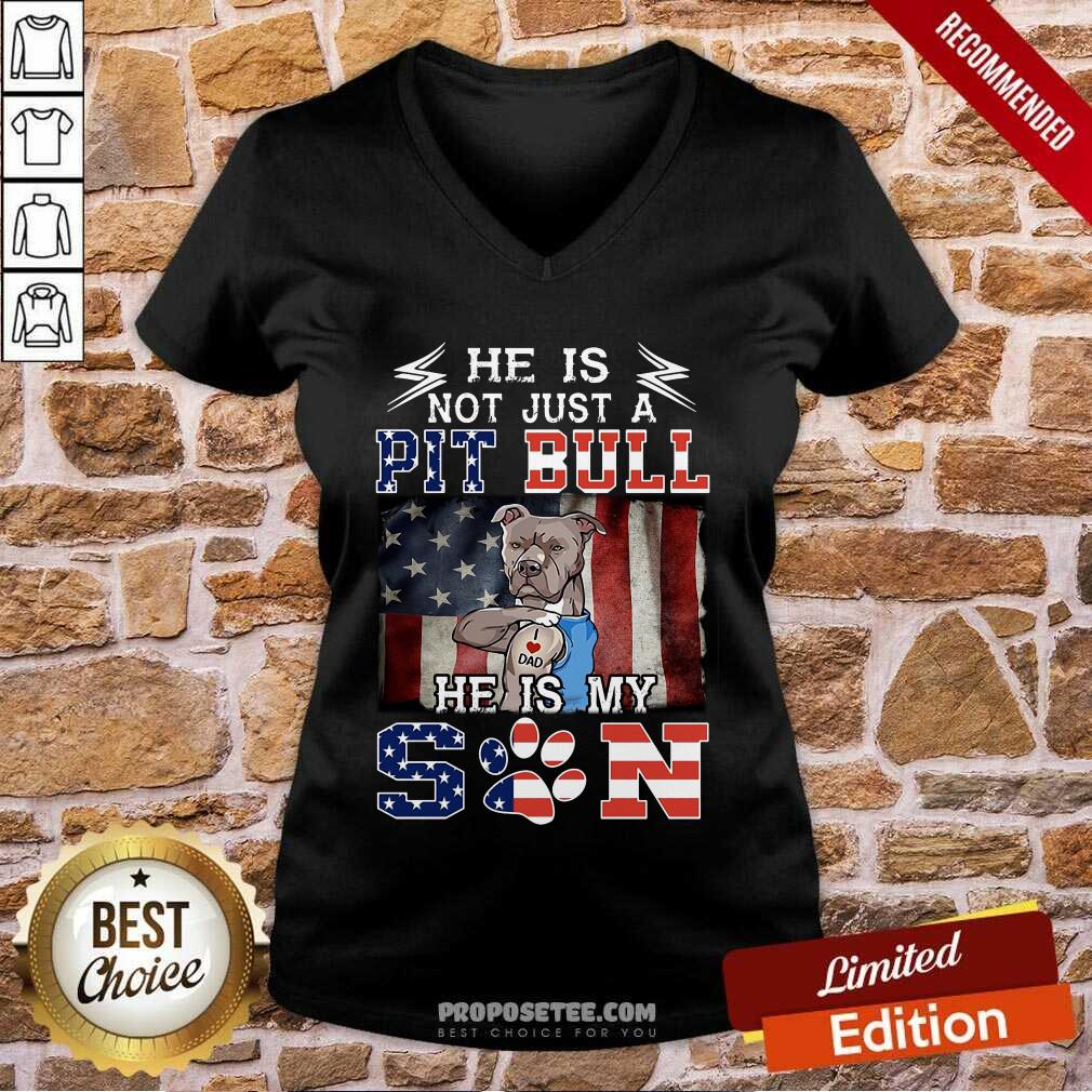 He Is Not Just A Pit Bull He Is My Son American Flag Shirt