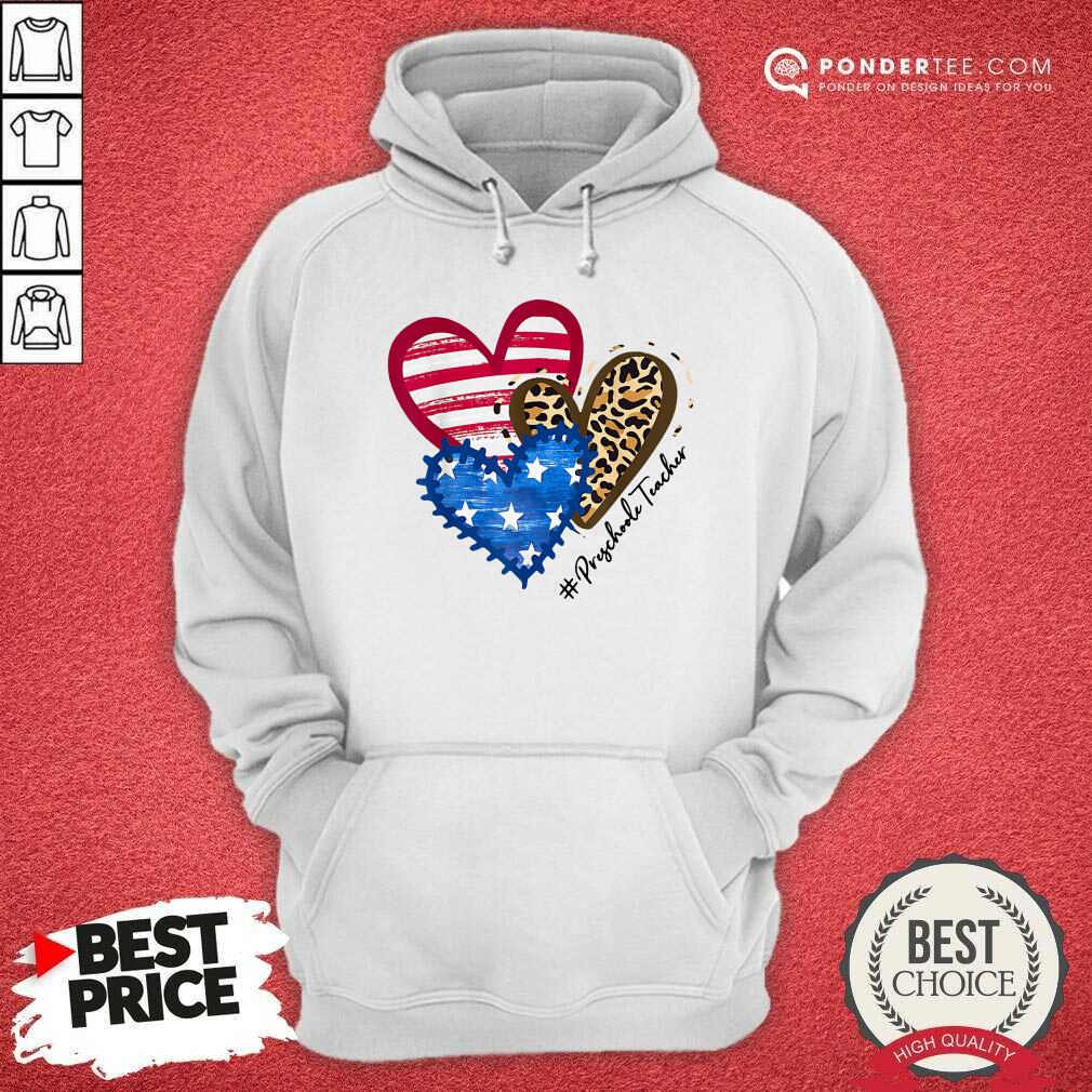 Heart American Flag Preschool Teacher Shirt