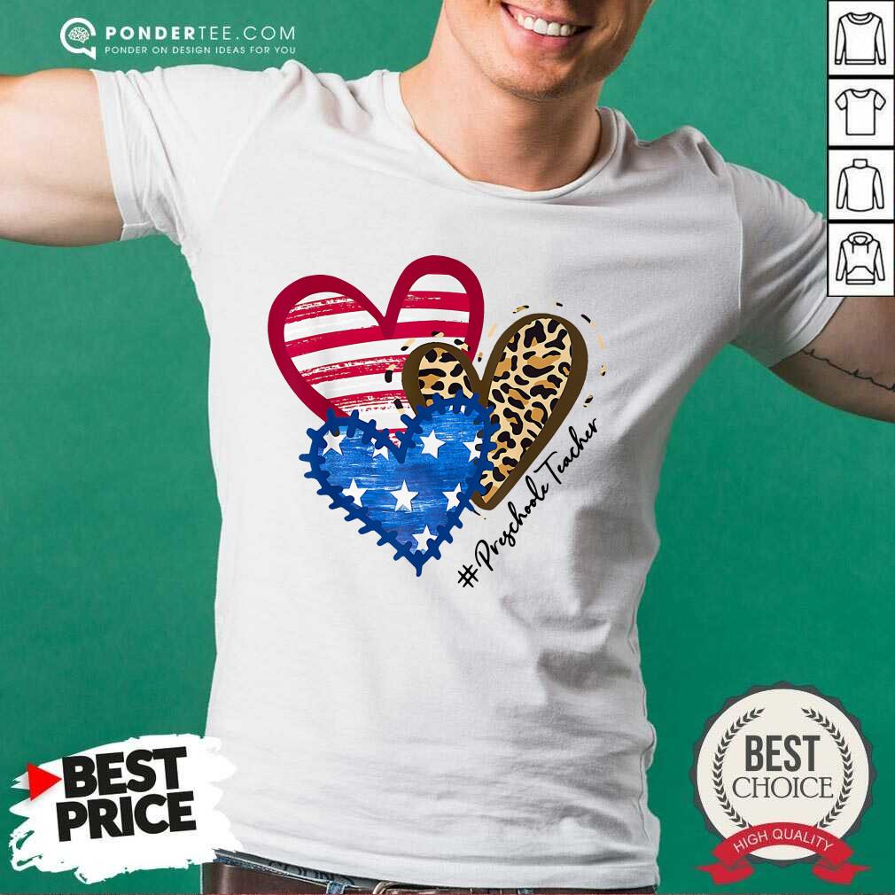 Heart American Flag Preschool Teacher Shirt