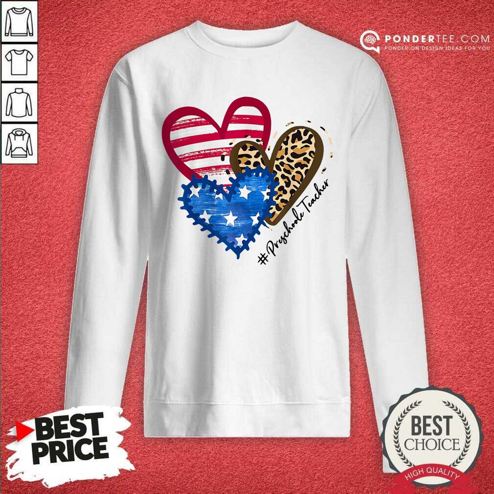 Heart American Flag Preschool Teacher Shirt