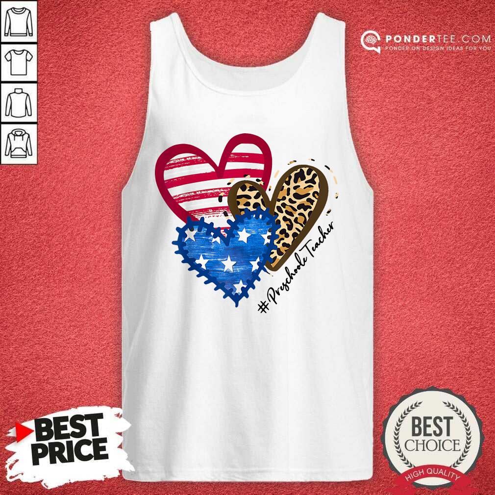 Heart American Flag Preschool Teacher Shirt