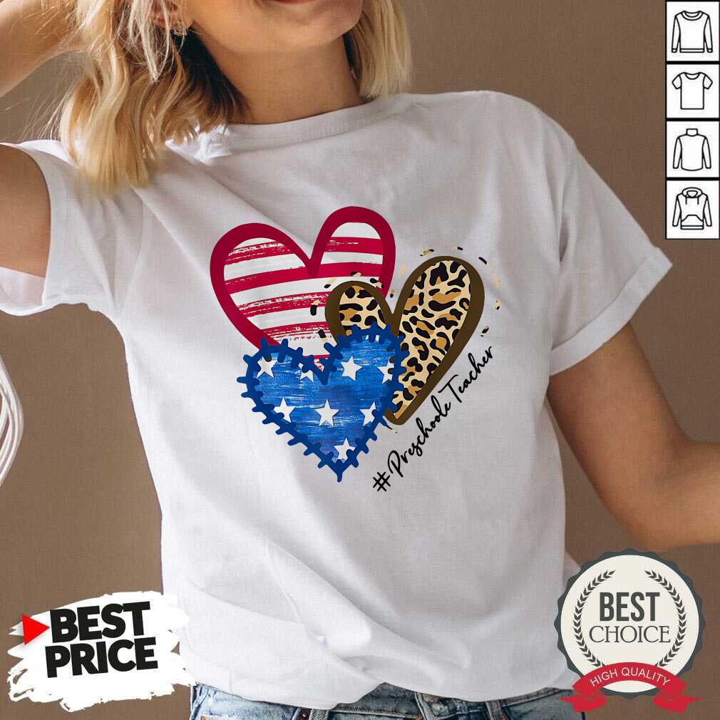 Heart American Flag Preschool Teacher Shirt