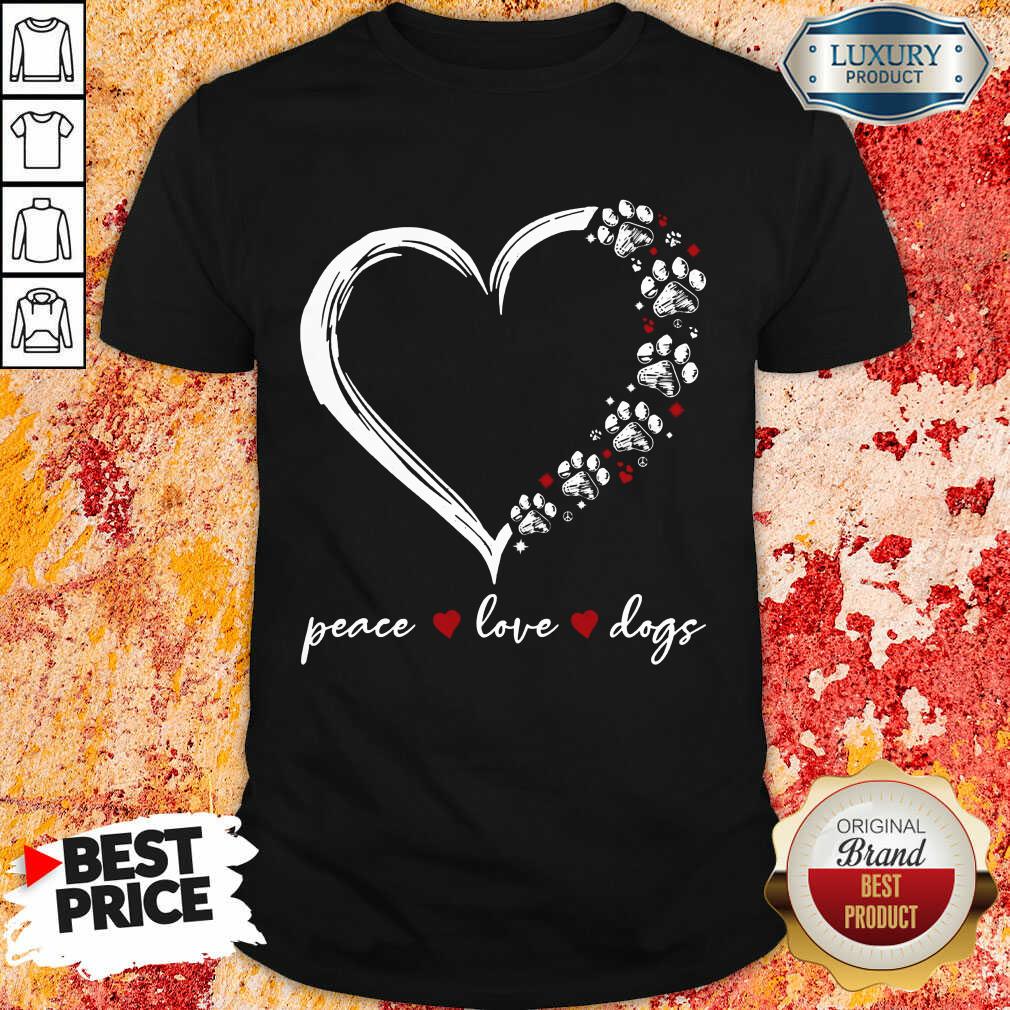 Heart Dogs Paw Love Peace Dog Shirt