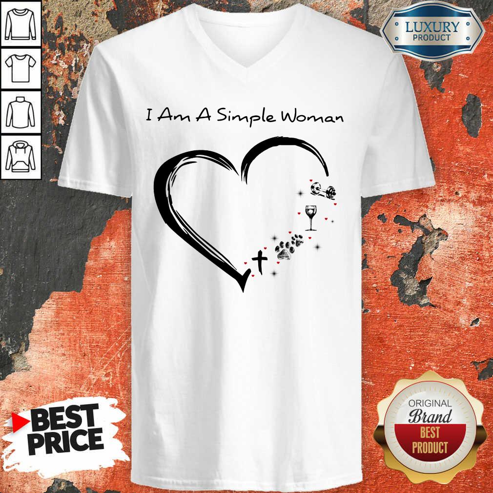 Heart I Am A Simple Woman Weight Lifting Dog Paw Coffee Heart Shirt