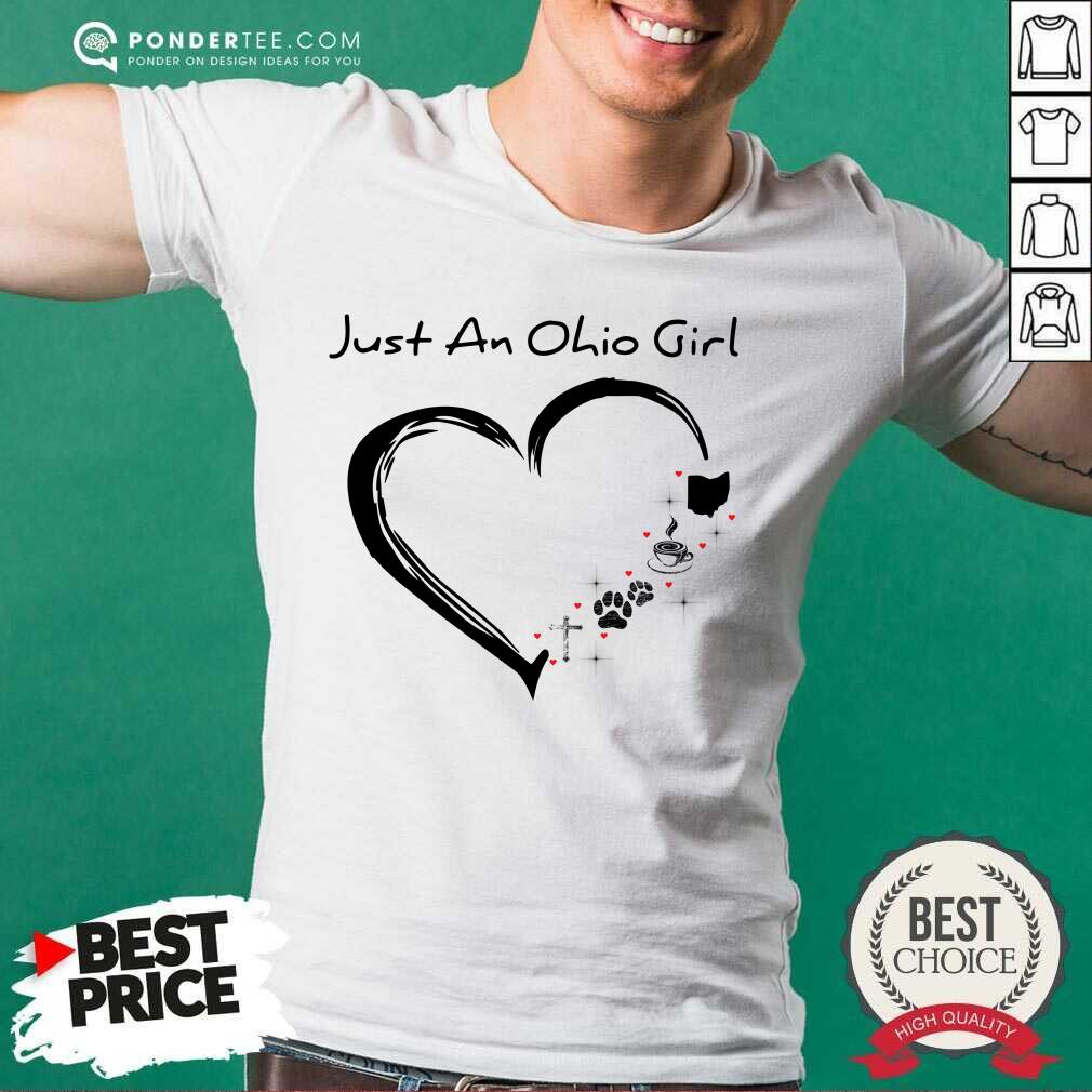 Heart Just An Ohio Girl Cross Dog Coffee Shirt
