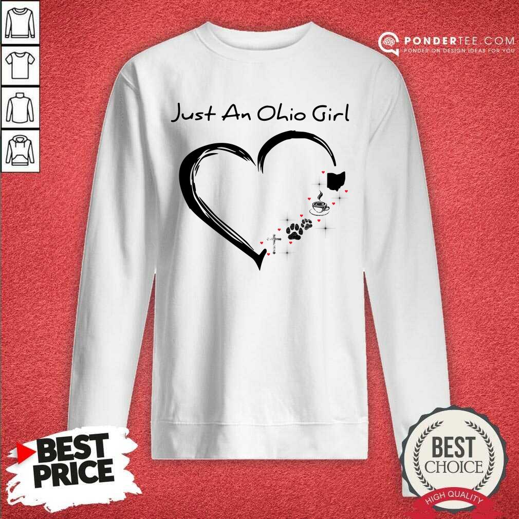 Heart Just An Ohio Girl Cross Dog Coffee Shirt