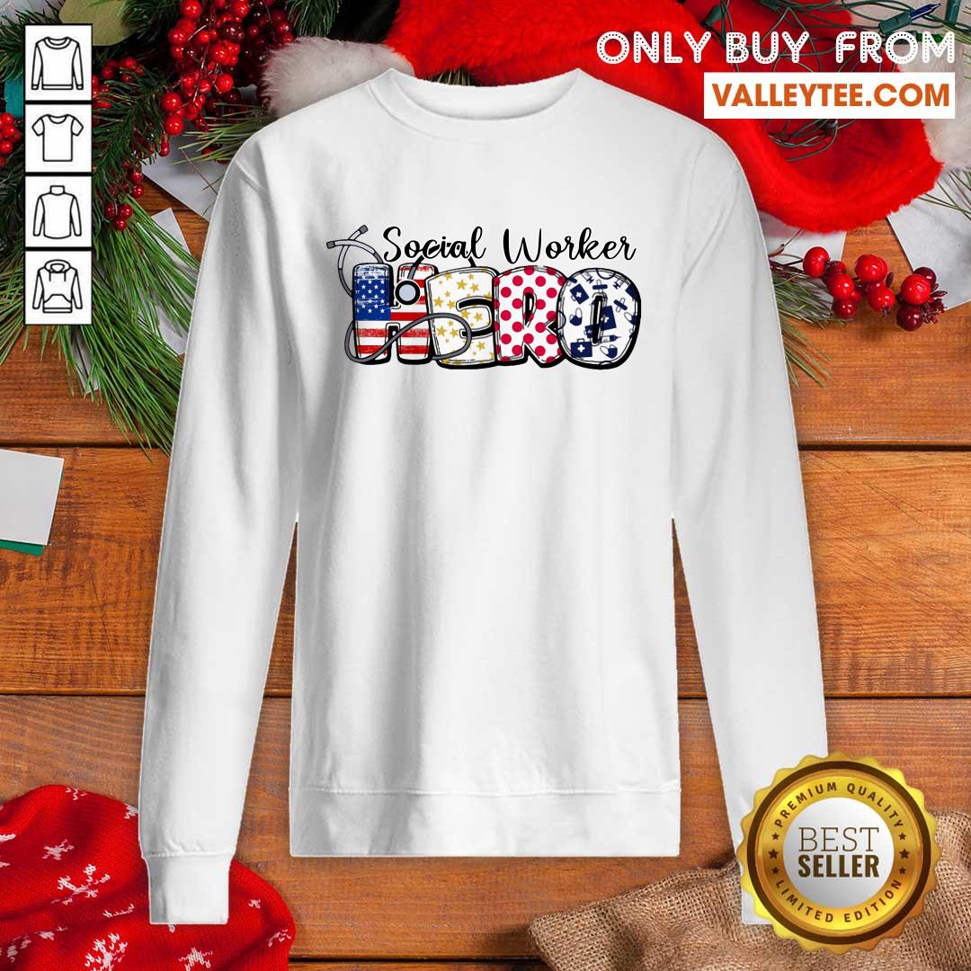 Hero Ear Piece Social Worker American Flag Shirt