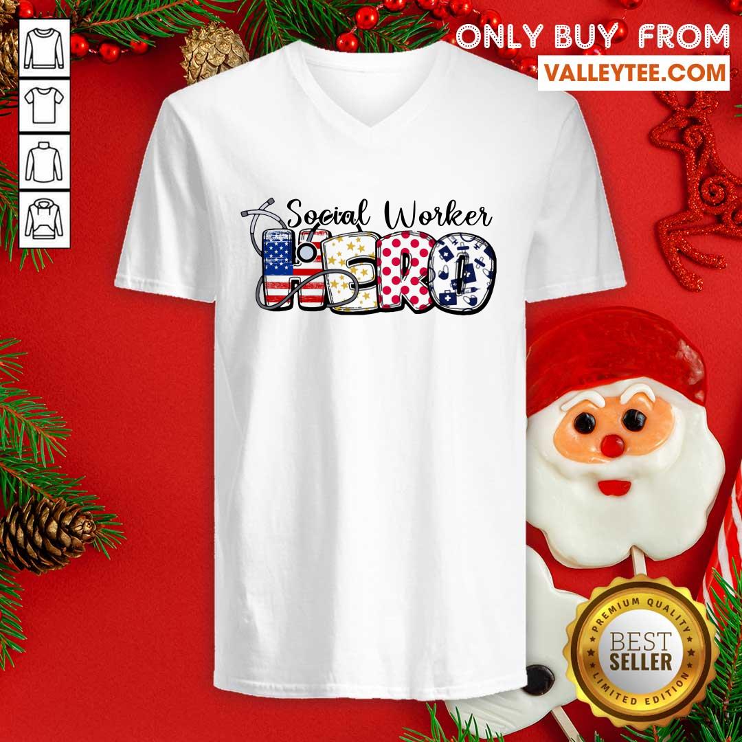 Hero Ear Piece Social Worker American Flag Shirt