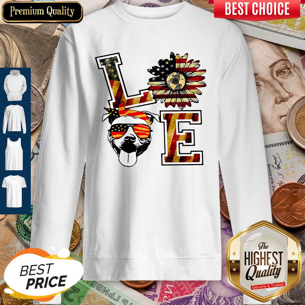 Hot American Sunflower Pitbull Love Patriot Shirt