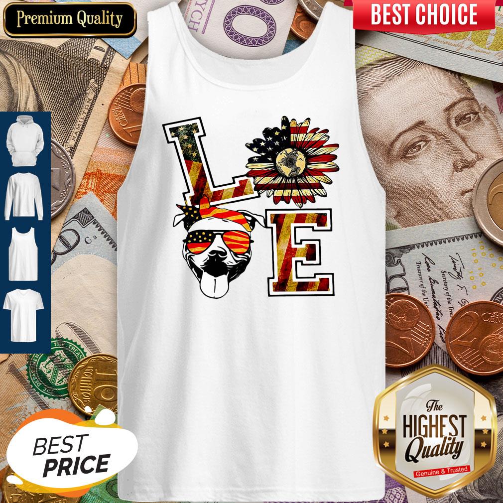 Hot American Sunflower Pitbull Love Patriot Shirt