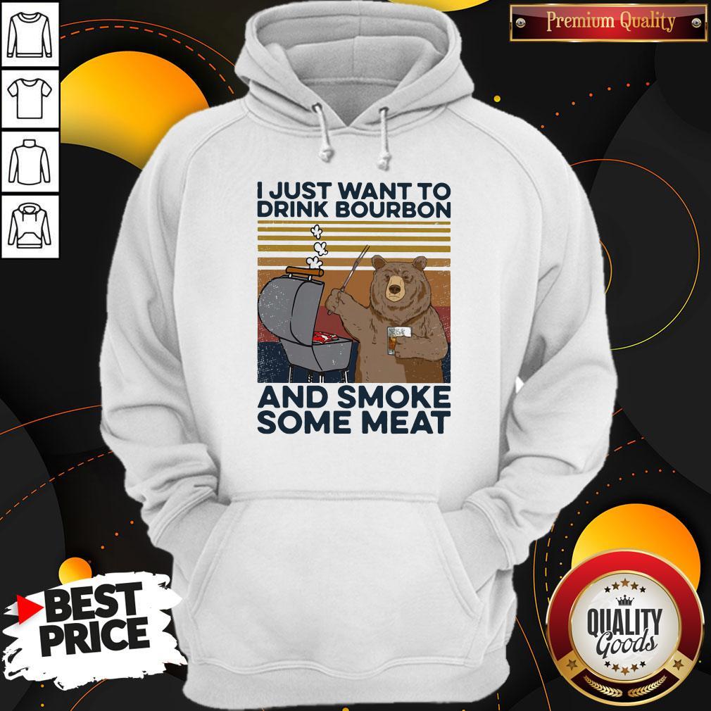 Hot Bear I Just Want To Drink Bourbon And Smoke Some Meat Vintage Retro Shirt