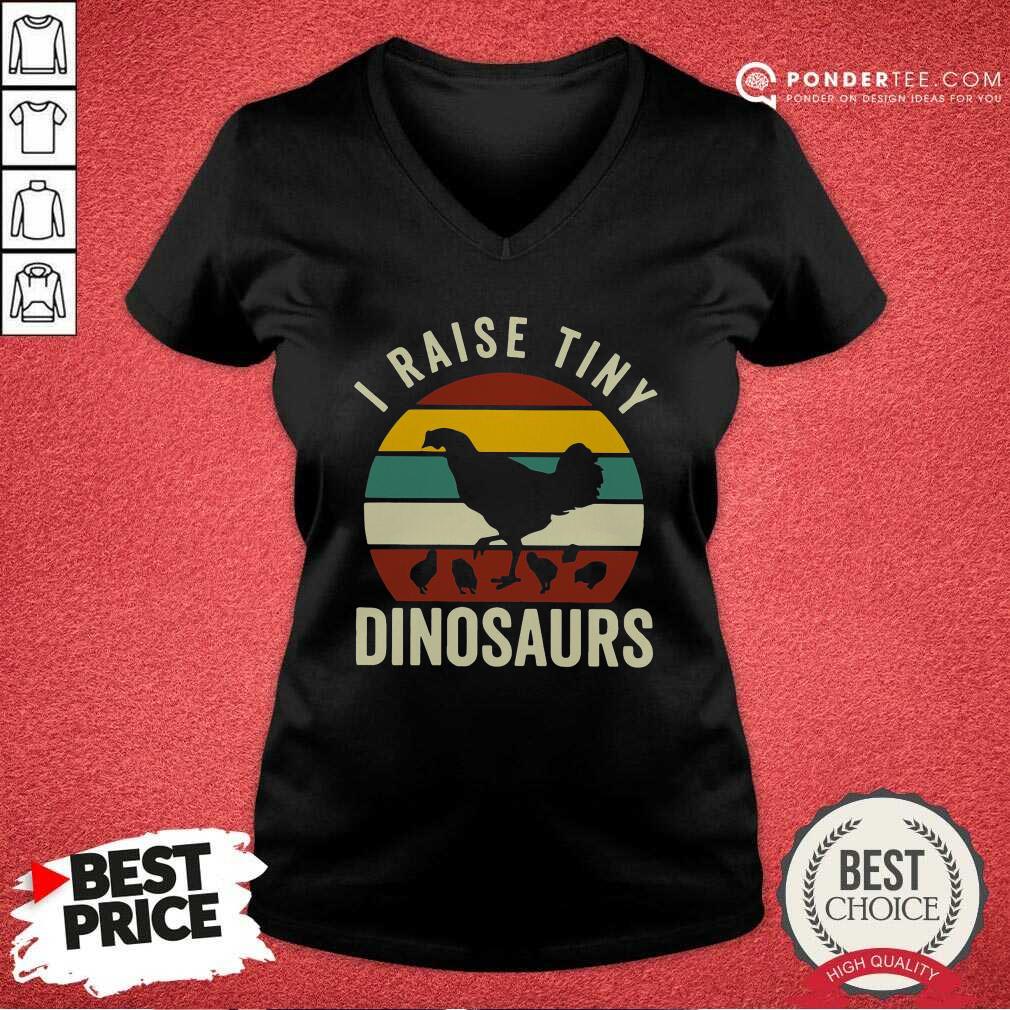 Hot Chickens I Raise Tiny Dinosaurs Vintage Retro Shirt