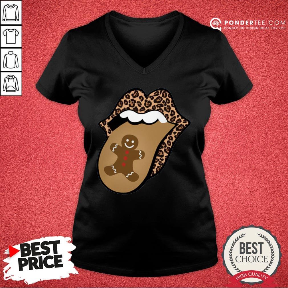 Hot Christmas Mouth Tongue Lips Gingerbread Cookie Man Christmas Shirt