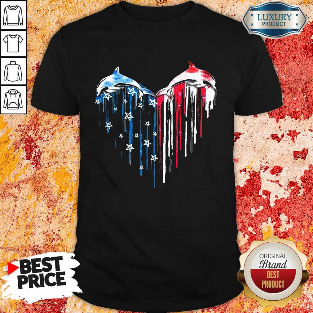 Hot Dolphin Love American flag Shirt