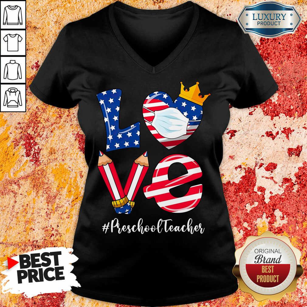 Hot Love American Flag Preschool Teacher shirt