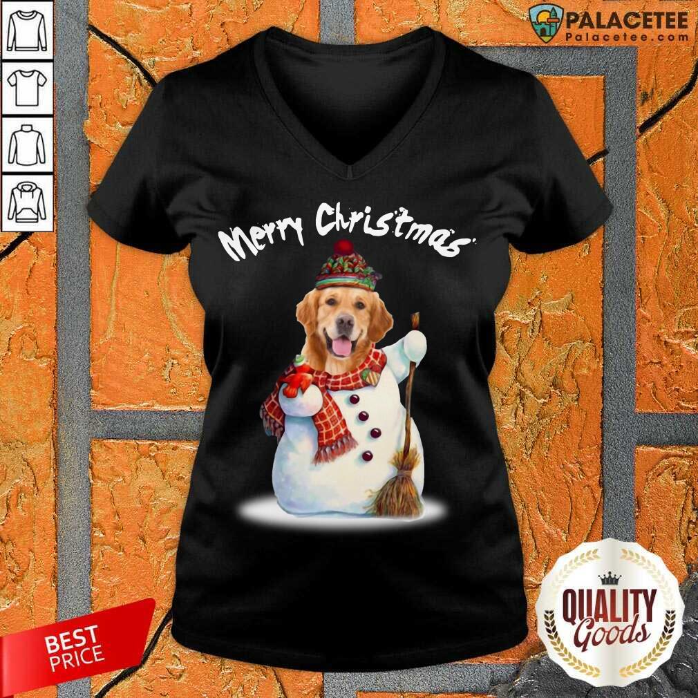 Hot Merry Christmas Snow Golden Retriever Shirt