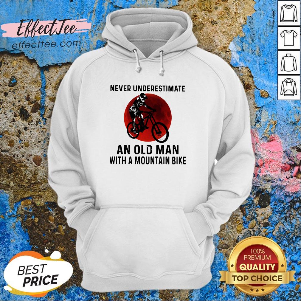Hot Never Underestimate An Old Man With A Mountain Bike Blood Moon Shirt