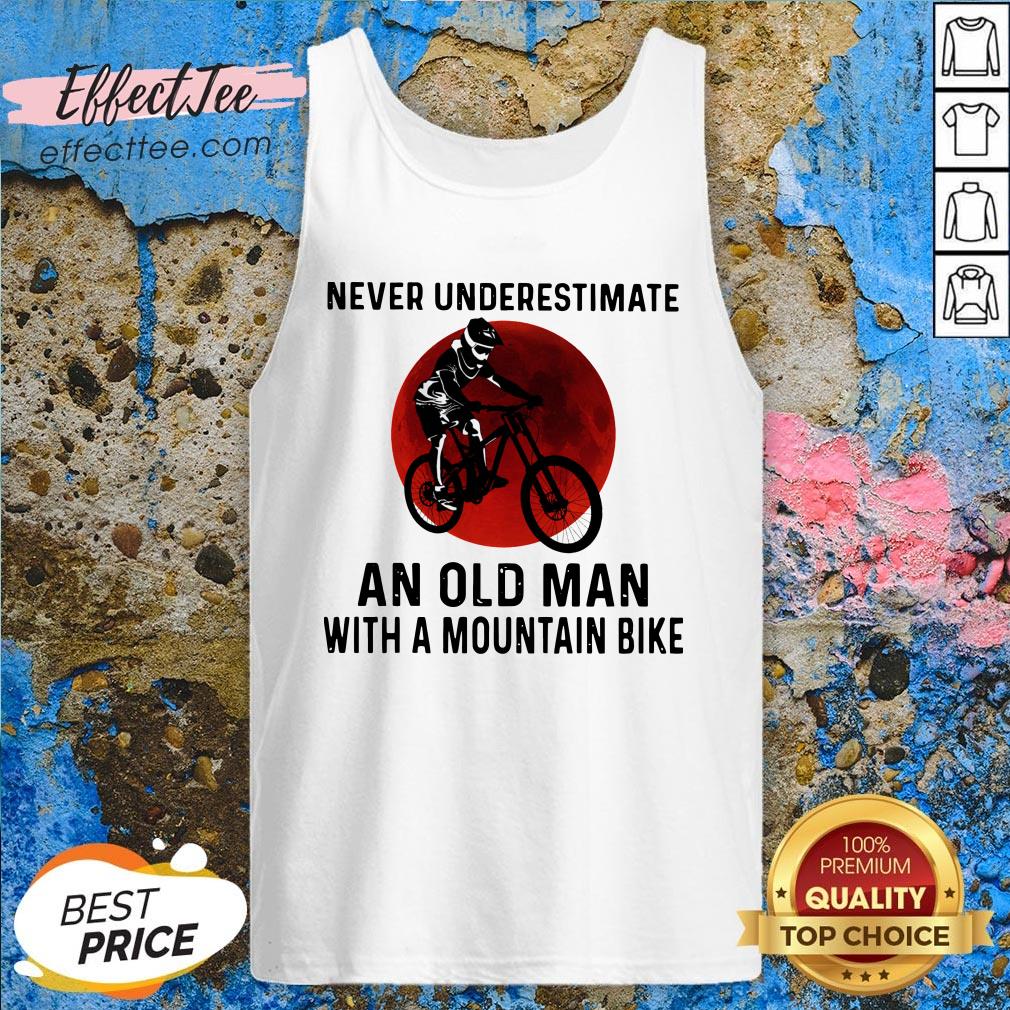 Hot Never Underestimate An Old Man With A Mountain Bike Blood Moon Shirt