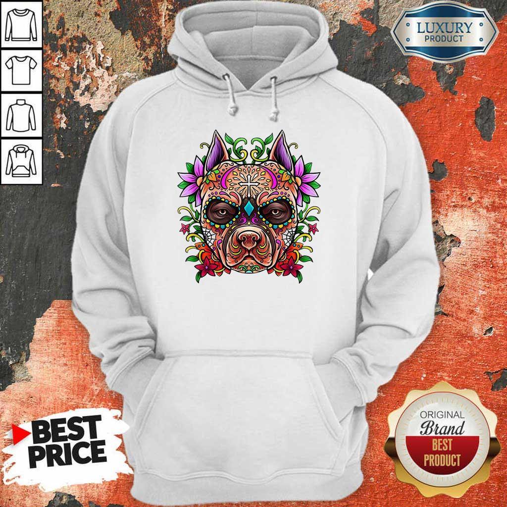 Hot Pitbull Sugar Skull Day Of The Dead Holiday Cool Gift Shirt
