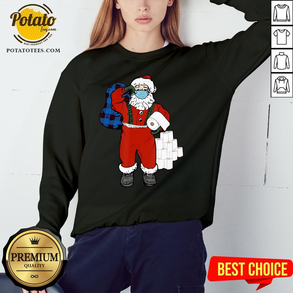 Hot Santa With Face Mask And Toilet Paper Christmas Shirt