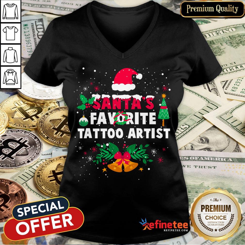 Hot Santas Favorite Tattoo Artist Christmas Xmas Gift Shirt