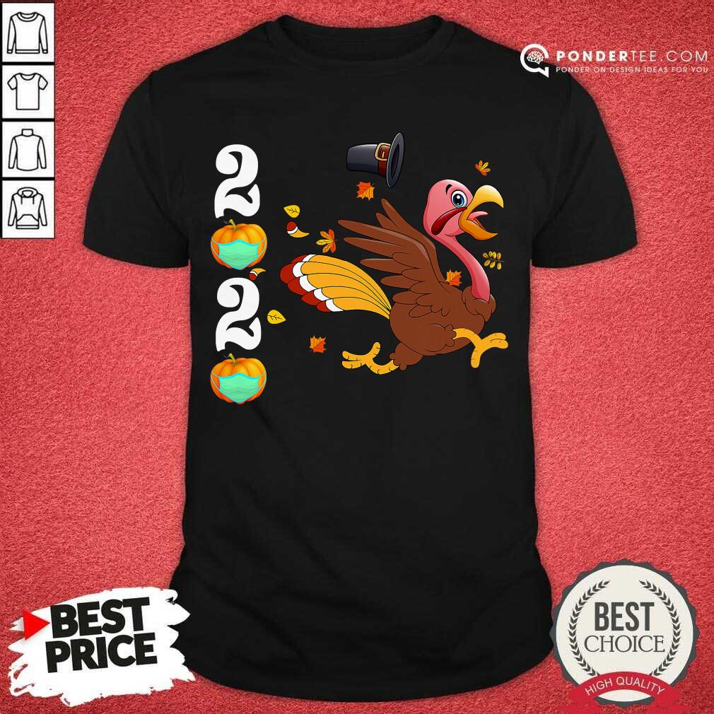 Hot Thanksgiving Turkey Running 2020 Pumpkins Wearing Mask Shirt