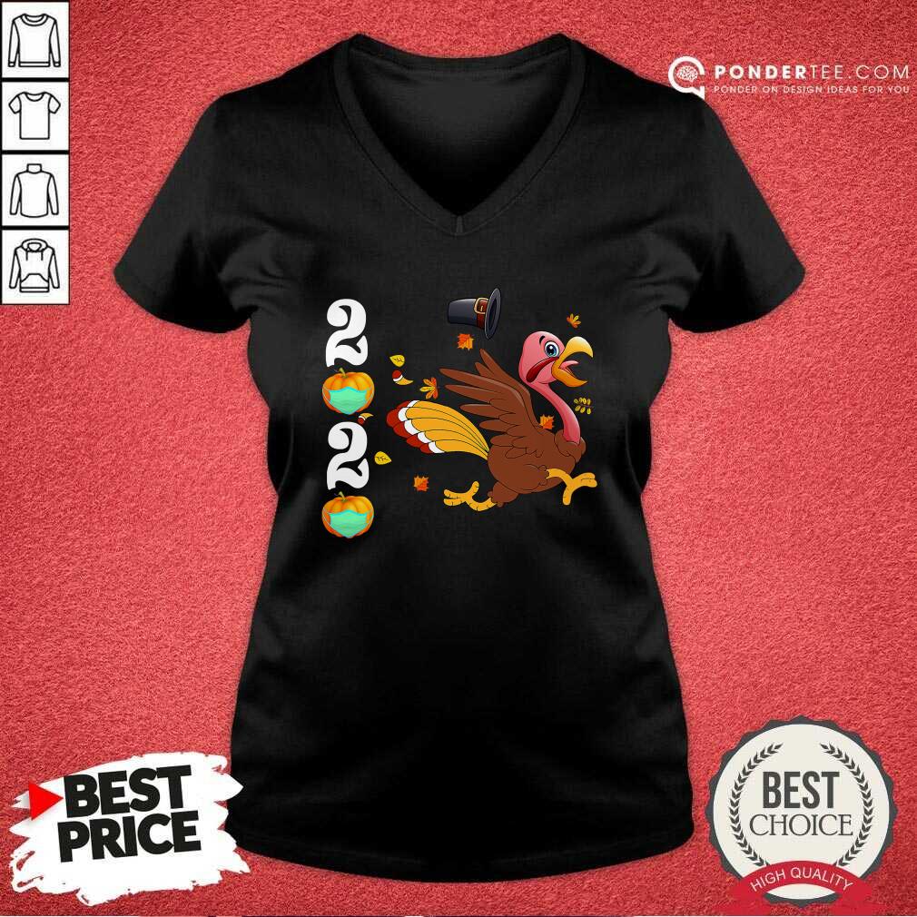 Hot Thanksgiving Turkey Running 2020 Pumpkins Wearing Mask Shirt