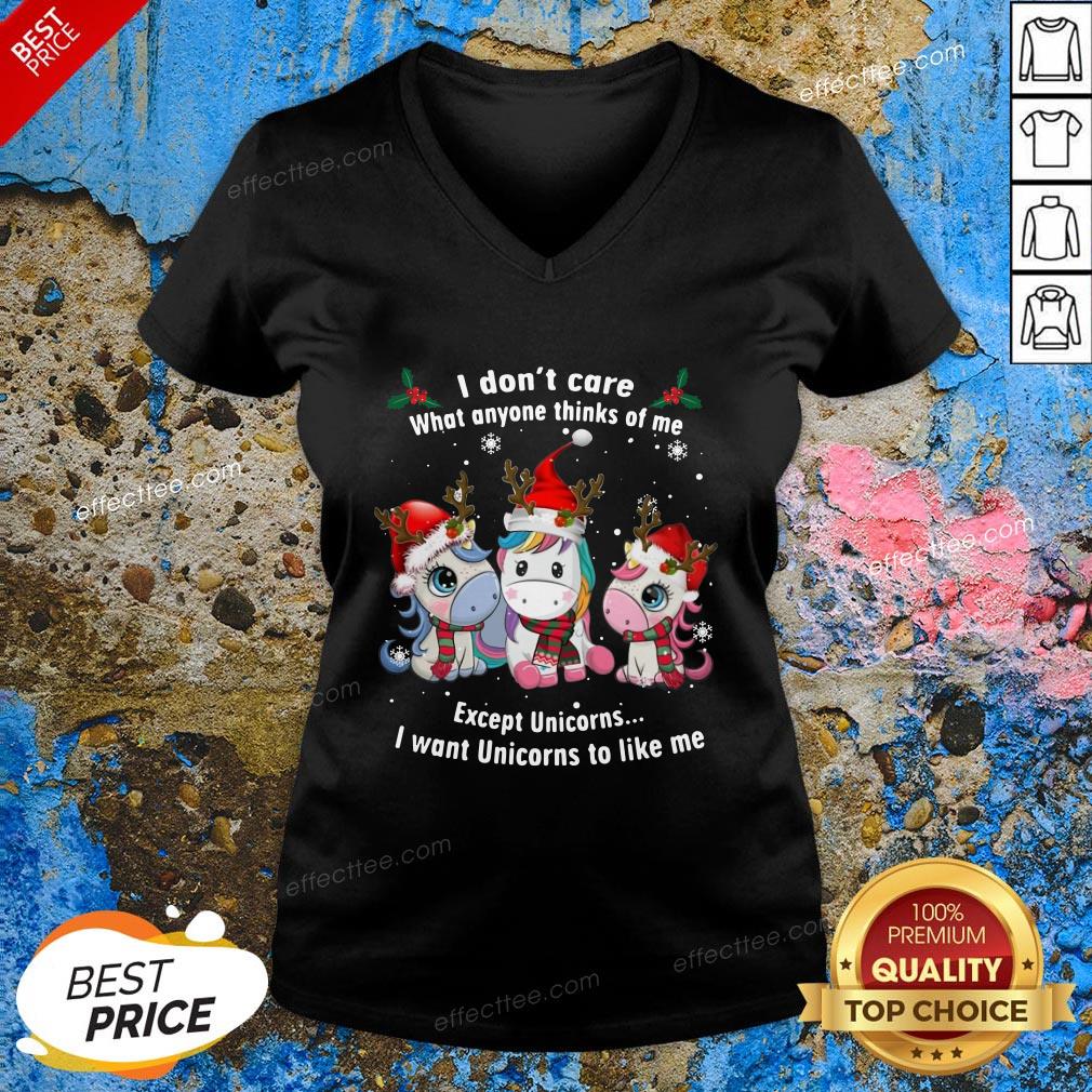 hot-unicorn-reindeer-i-dont-care-what-anyone-thinks-of-me-except-unicorns-merry-christmas-v-neck.jpg