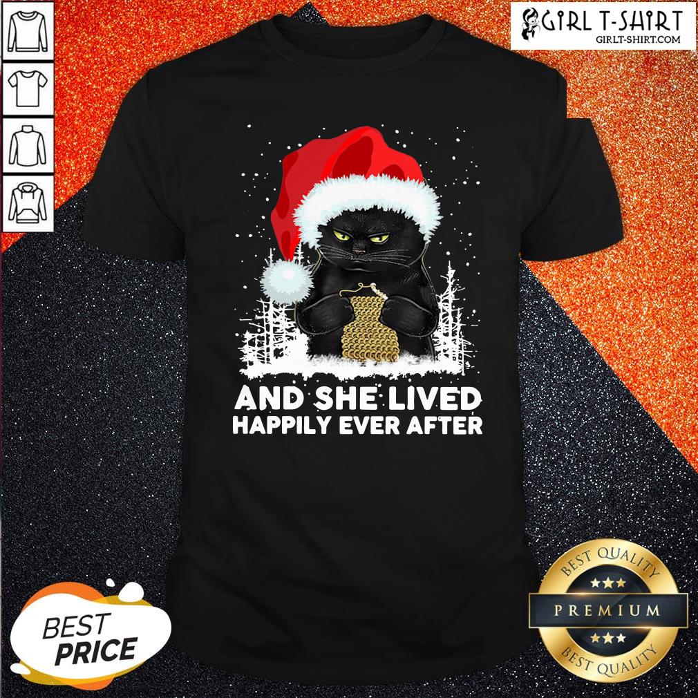 How Santa Black Cat And She Lived Happily Ever After Christmas Shirt