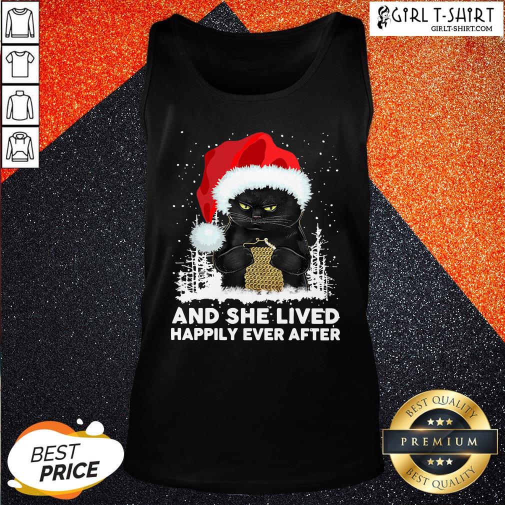 How Santa Black Cat And She Lived Happily Ever After Christmas Shirt