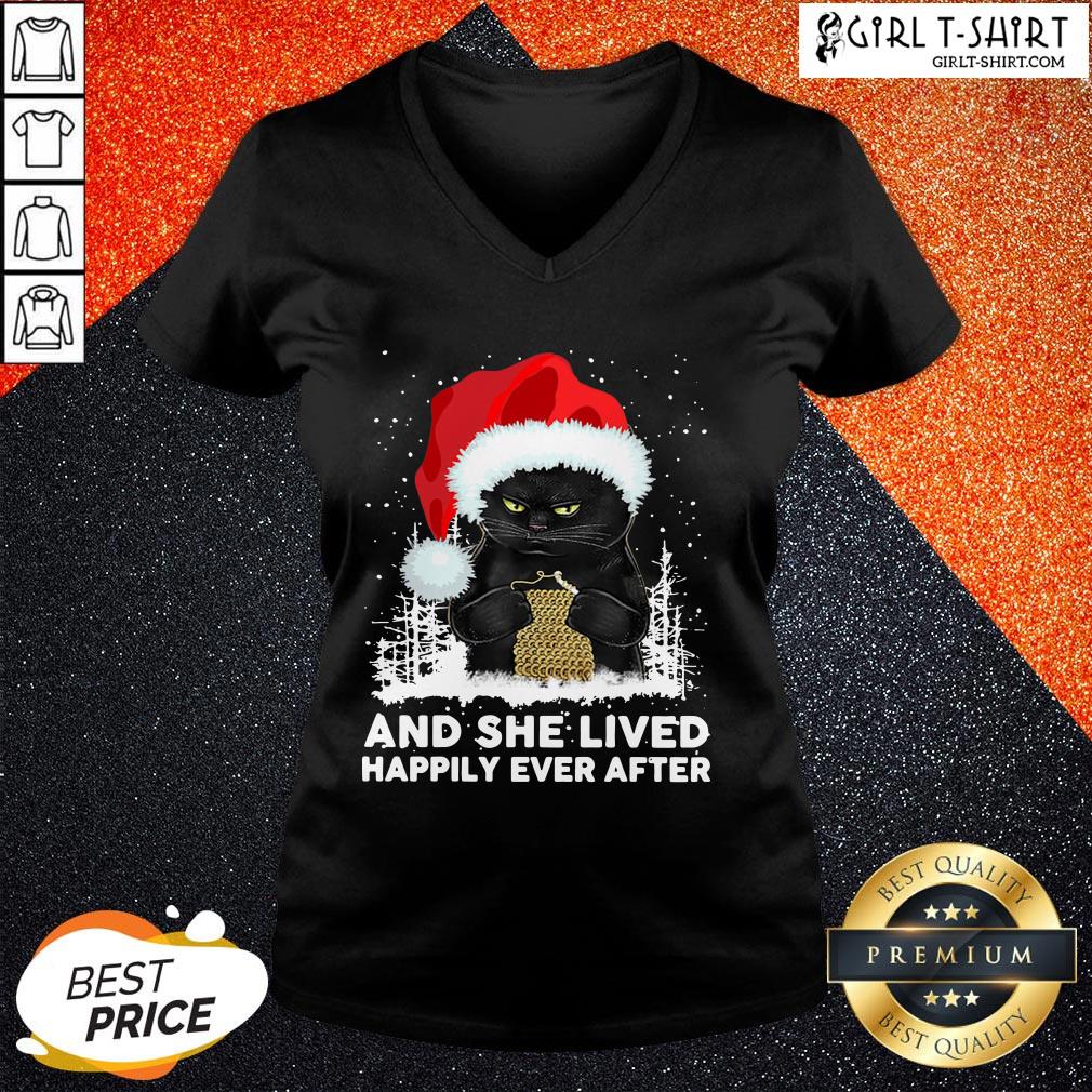 How Santa Black Cat And She Lived Happily Ever After Christmas Shirt