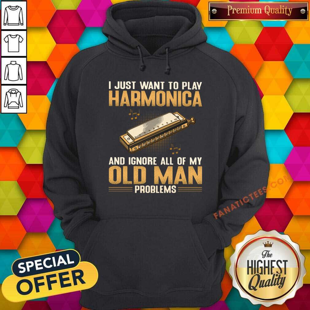 I Just Want To Play Harmonica Old Man Problems Shirt