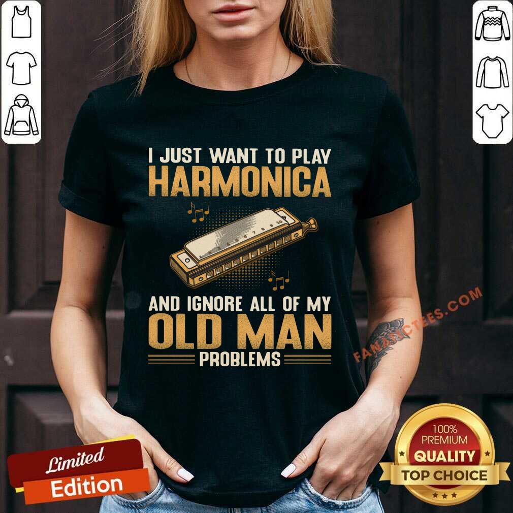 I Just Want To Play Harmonica Old Man Problems Shirt