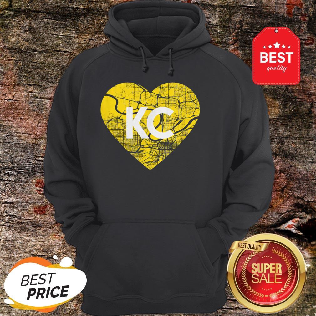 I Love Kansas City Football KC Heart Map T-Shirt