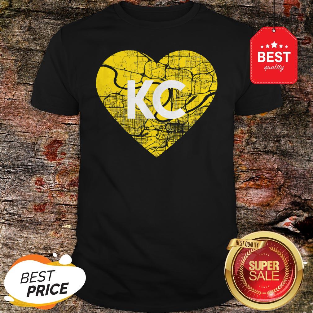I Love Kansas City Football KC Heart Map T-Shirt