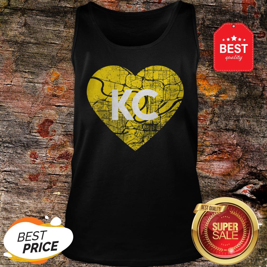 I Love Kansas City Football KC Heart Map T-Shirt