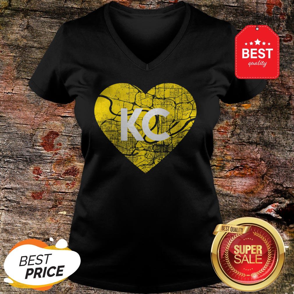 I Love Kansas City Football KC Heart Map T-Shirt