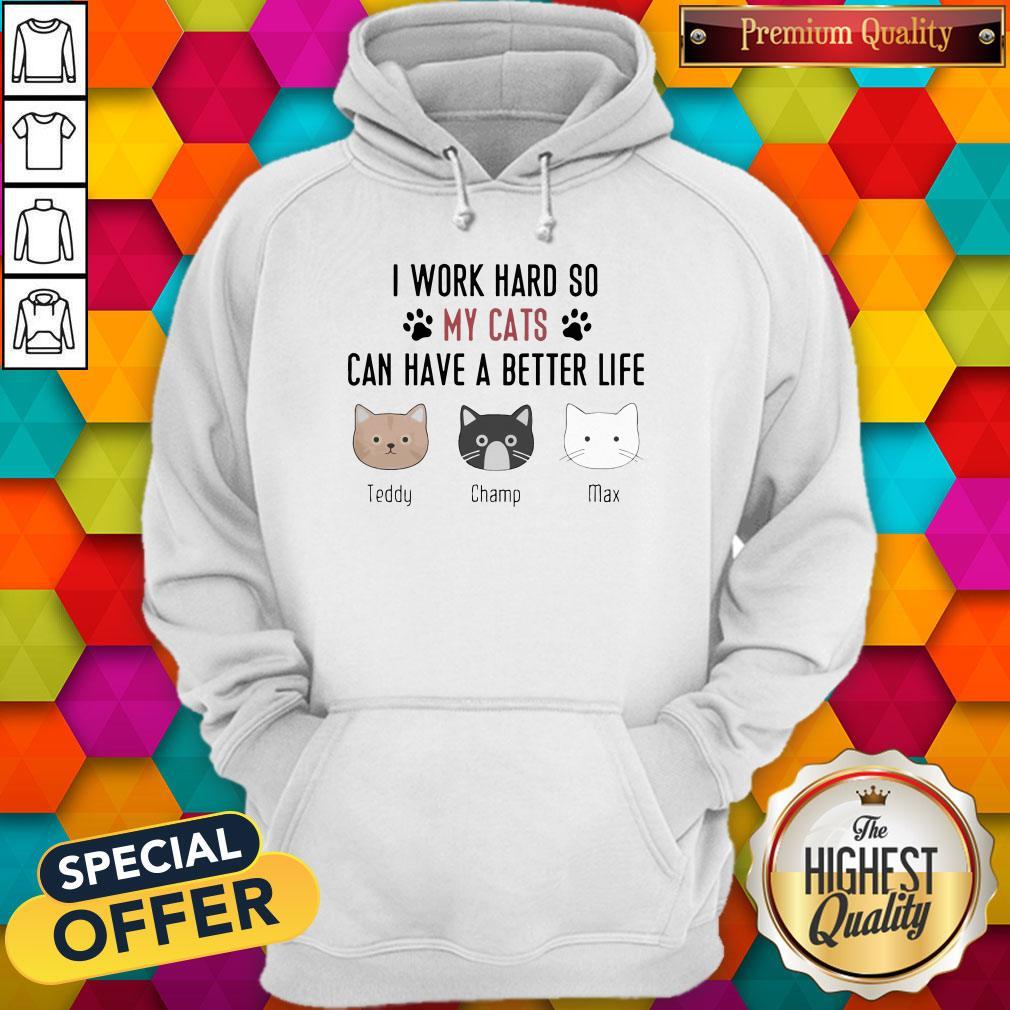 I work hard so my cats can have a better life teddy champ max shirt