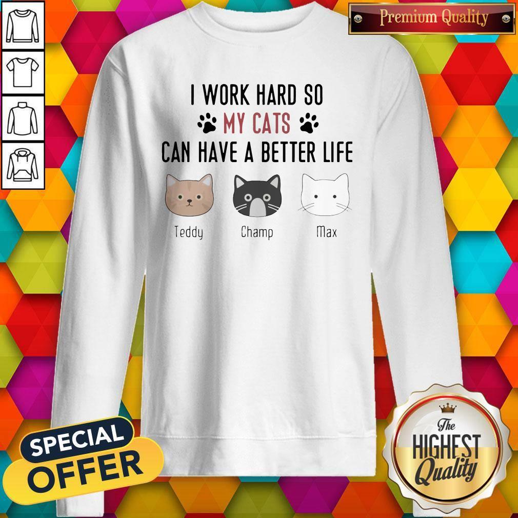 I work hard so my cats can have a better life teddy champ max shirt