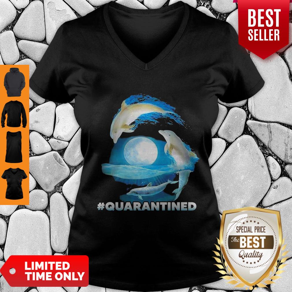 Pretty Dolphins #Quarantined Nautical Full Moon Bottlenose Coronavirus Shirt