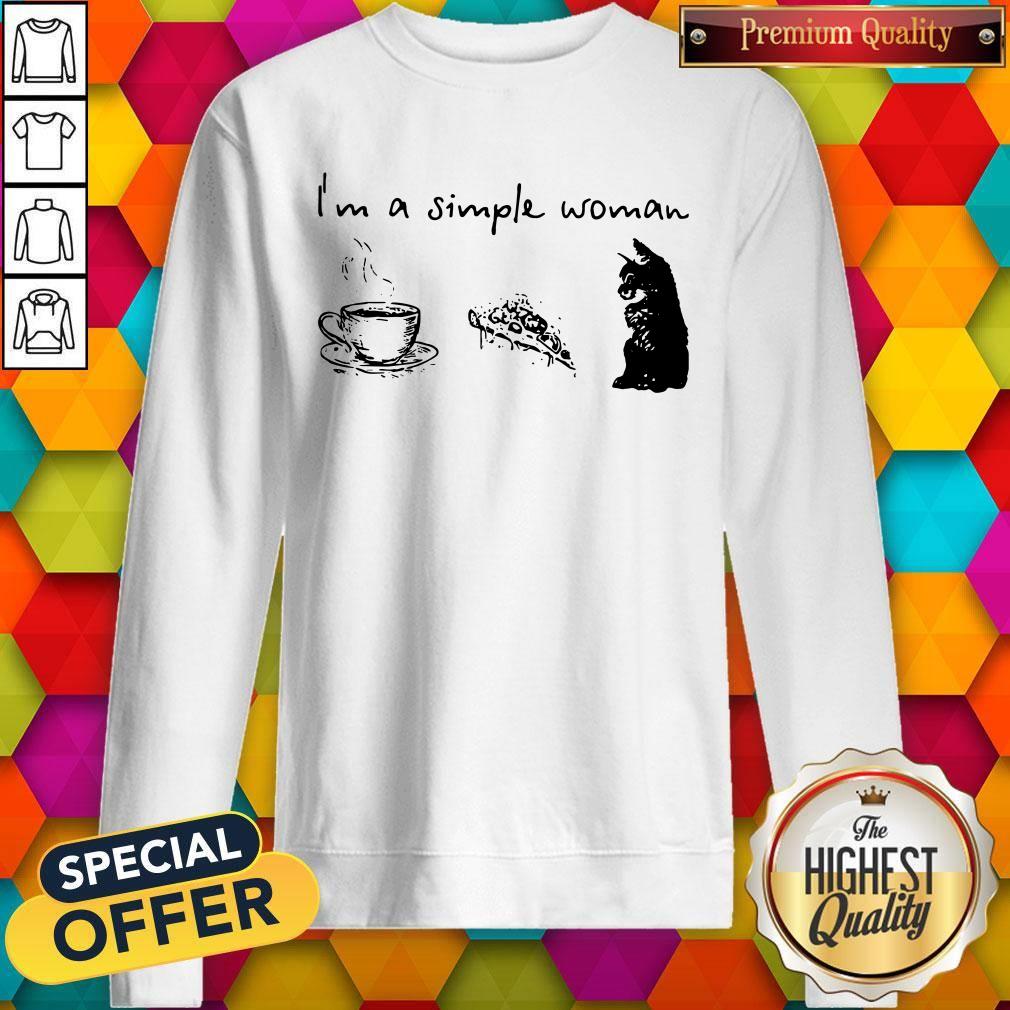 I’m A Simple Woman Coffee Pizza And Cat Shirt