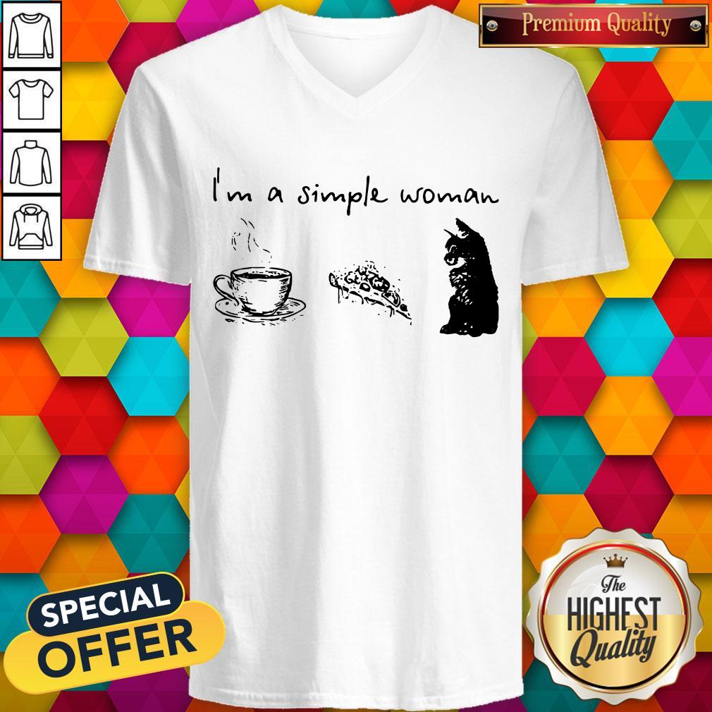 I’m A Simple Woman Coffee Pizza And Cat Shirt