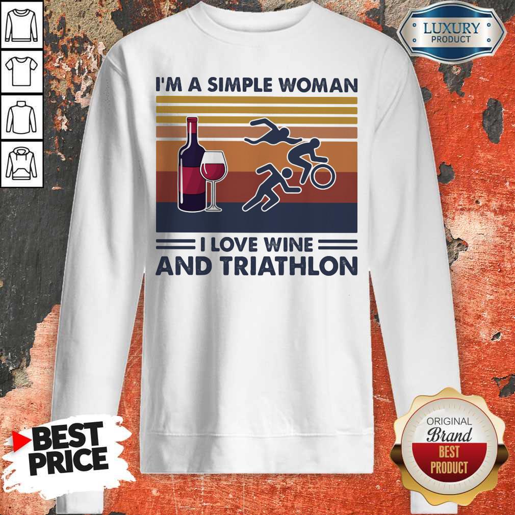 I'm A Simple Woman I Love Wine And Triathlon Vintage Retro Shirt