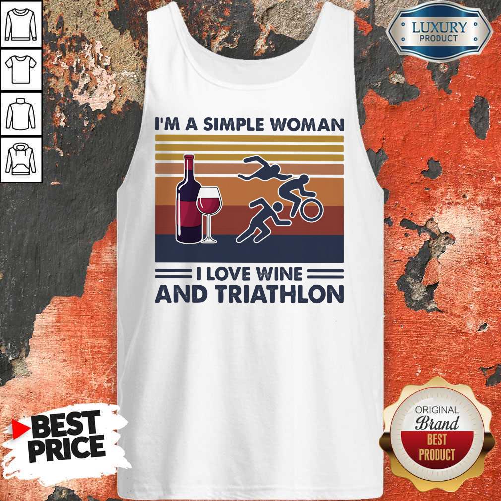 I'm A Simple Woman I Love Wine And Triathlon Vintage Retro Shirt