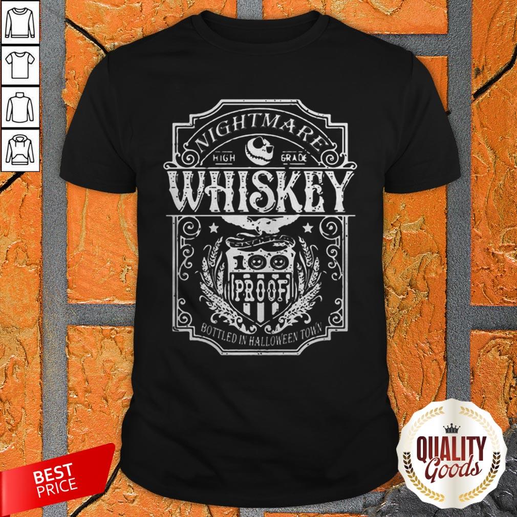Jack Skellington Nightmare High Grade Whiskey Bottled In Halloween Town Shirt