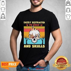 German Shepherd Easily Distracted By Dog And Skulls Vintage Shirt