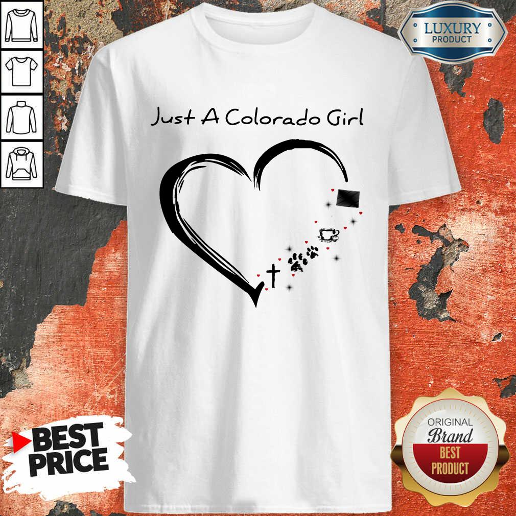 Just A Colorado Girl Heart Cross Paw Coffee Shirt